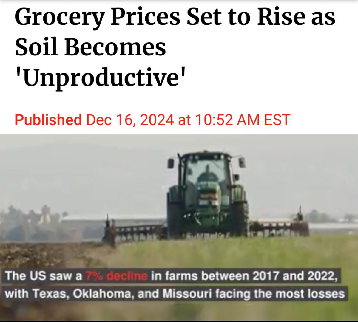This should be bigger news but people are in two camps; one thinks everything is fine, the other thinks everything is a hoax. 

“33% of the Earth's soils are already degraded.  Vast swaths of farmland degraded and unproductive, threatening food supply chains &amp; driving up costs.”