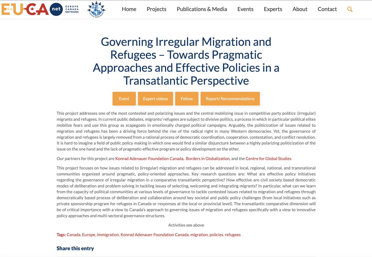 Europe Canada Network EUCAnet (@cdneurdialogue) on Twitter photo Governing irregular #migration & #refugees - New video summaries with experts! Soon live on youtube.com/@EUCAnet
<a href="/KAS_Canada/">Konrad-Adenauer-Stiftung Canada</a> <a href="/CFGS_UVic/">Centre for Global Studies (CFGS)</a> <a href="/eustudies/">EUSA</a> <a href="/UBCMigration/">UBC Centre for Migration Studies</a> <a href="/JMChairDal/">Ruben Zaiotti</a> #Migration #migrants @ eucanet.org/governing-irre… Governing irregular #migration & #refugees - New video summaries with experts! Soon live on youtube.com/@EUCAnet
<a href="/KAS_Canada/">Konrad-Adenauer-Stiftung Canada</a> <a href="/CFGS_UVic/">Centre for Global Studies (CFGS)</a> <a href="/eustudies/">EUSA</a> <a href="/UBCMigration/">UBC Centre for Migration Studies</a> <a href="/JMChairDal/">Ruben Zaiotti</a> #Migration #migrants @ eucanet.org/governing-irre…