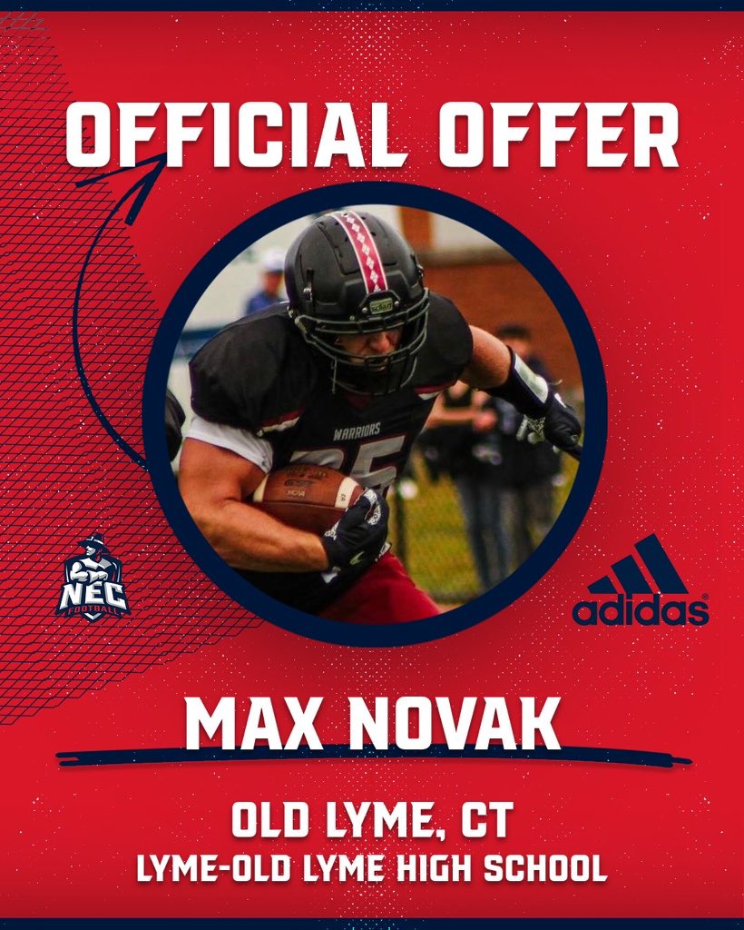 MaxNovak35's tweet image. Thank you @Coach_KKelly @schmidty_3681 for the invitation for a campus tour and an offer to New England college that I am blessed to receive. Go Grims!💪💪
