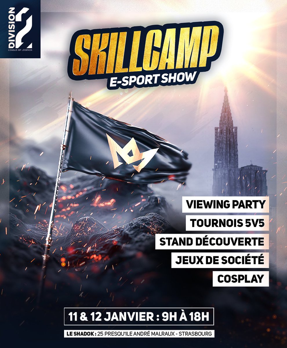 Venez suivre les premiers pas de notre équipe ! 🔥

Le Skillcamp Esport Show vous donne rendez-vous les 11 et 12 janvier à Strasbourg 📌 

#ReachTheSummit