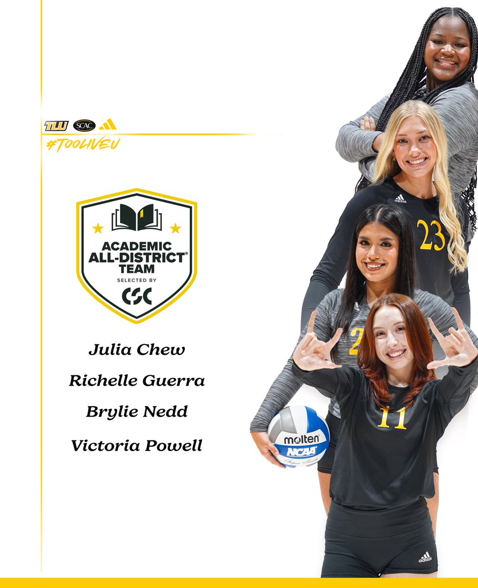 TLU_VB's tweet image. Four of the best on and off the court. ๐ ๐
Congratulations to all four of our CSC Academic All-District honorees!
#TooLiveU | #PupsUp