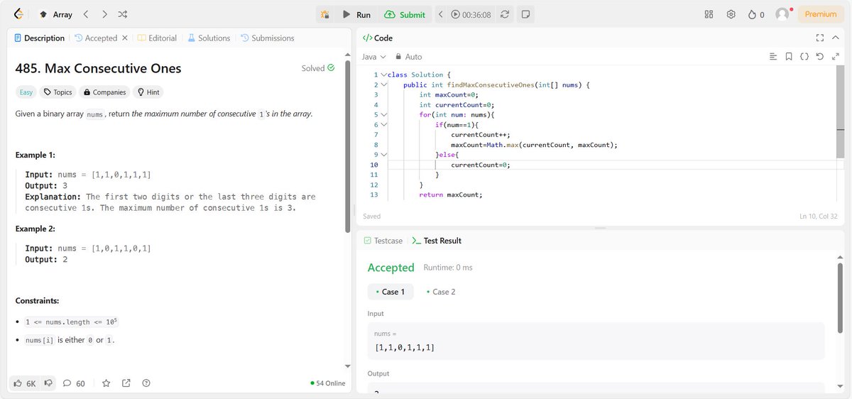 Priya_Chauhan05's tweet image. ✨This is day 60/100day #javaDSA🚀
Solved one problem from #Leetcode
✔Max Consecutive Ones(Easy)
✨ Done with one problem from #programming-street-150
Problem-1:Generating a Matrix with a Diagonal Pattern(Medium)
#ProblemSolving #DSA #Java #Leetcode #Consistency