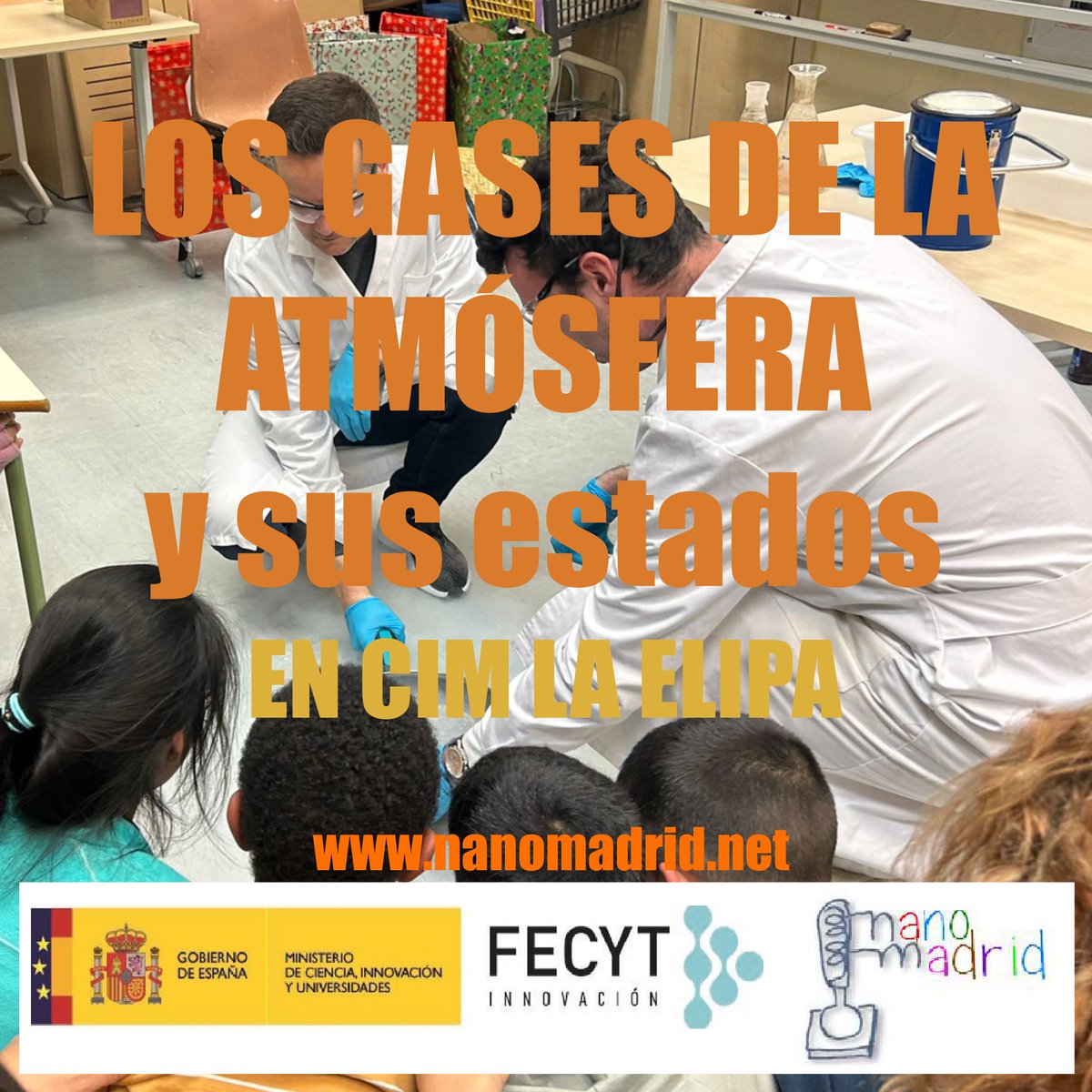 El 13 de diciembre, compartimos una experiencia científica en el CIM La Elipa, explorando los gases de la atmósfera y sus diferentes estados. A través de experimentos prácticos, descubrimos las propiedades del nitrógeno, oxígeno y dióxido de carbono. ¡Fue muy divertido! 💨🌎