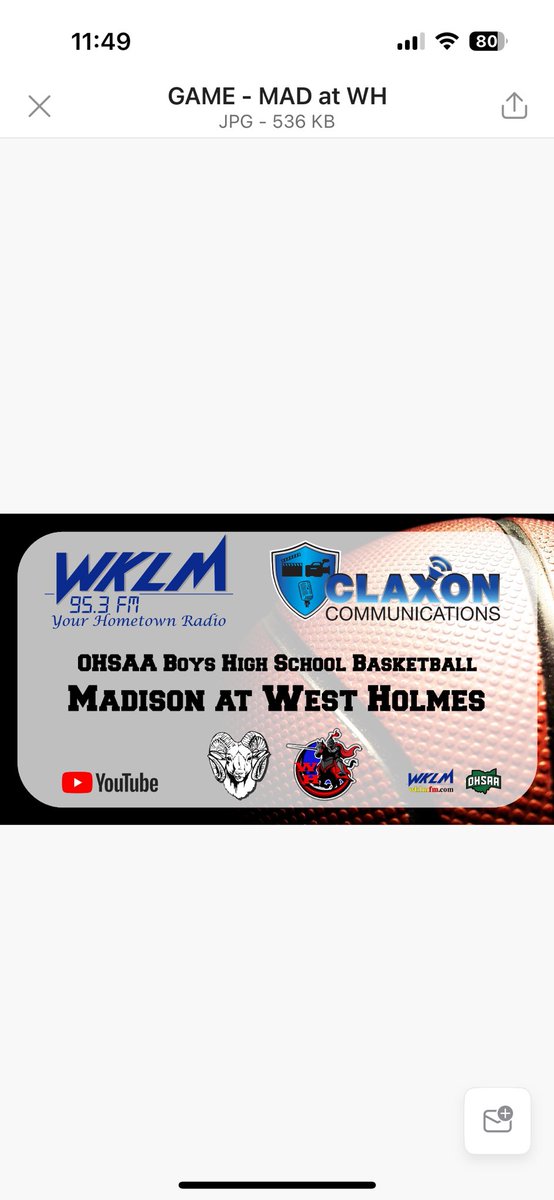 Video Live Streaming Update:

Radio:  FM 95.3
Web: wklmfm.com
YouTube Link:  youtube.com/live/BQQArgMHj…

Air Time: 6:35pm
Tip Off:  7:00pm

⁦<a href="/whknightshoops/">West Holmes Boys Basketball</a>⁩ ⁦<a href="/WholKnights/">Knights</a>⁩ ⁦<a href="/MadisonRamsBB/">Madison Rams Basketball</a>⁩ ⁦<a href="/mchs_rampride/">madison rams🐏💚</a>⁩