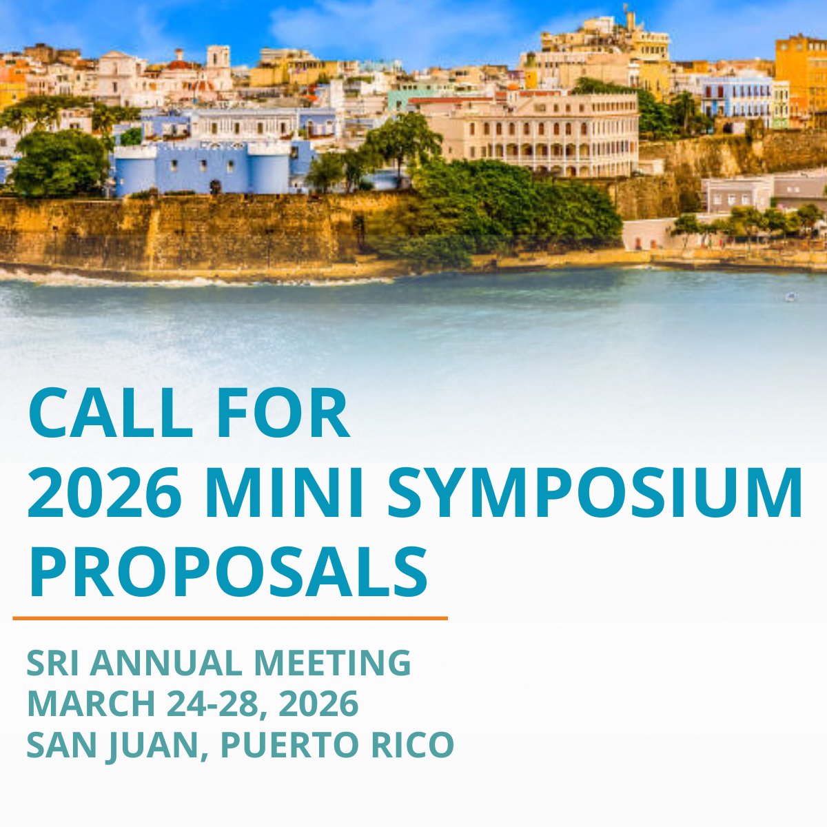 SRI is accepting mini symposium proposals for the 2026 Annual Scientific Meeting!

Submit your proposal by February 12, 2025 at 11:59 PM CST.
You must be a current SRI member to submit.

For submission details, visit sri-online.org/membership/sri…