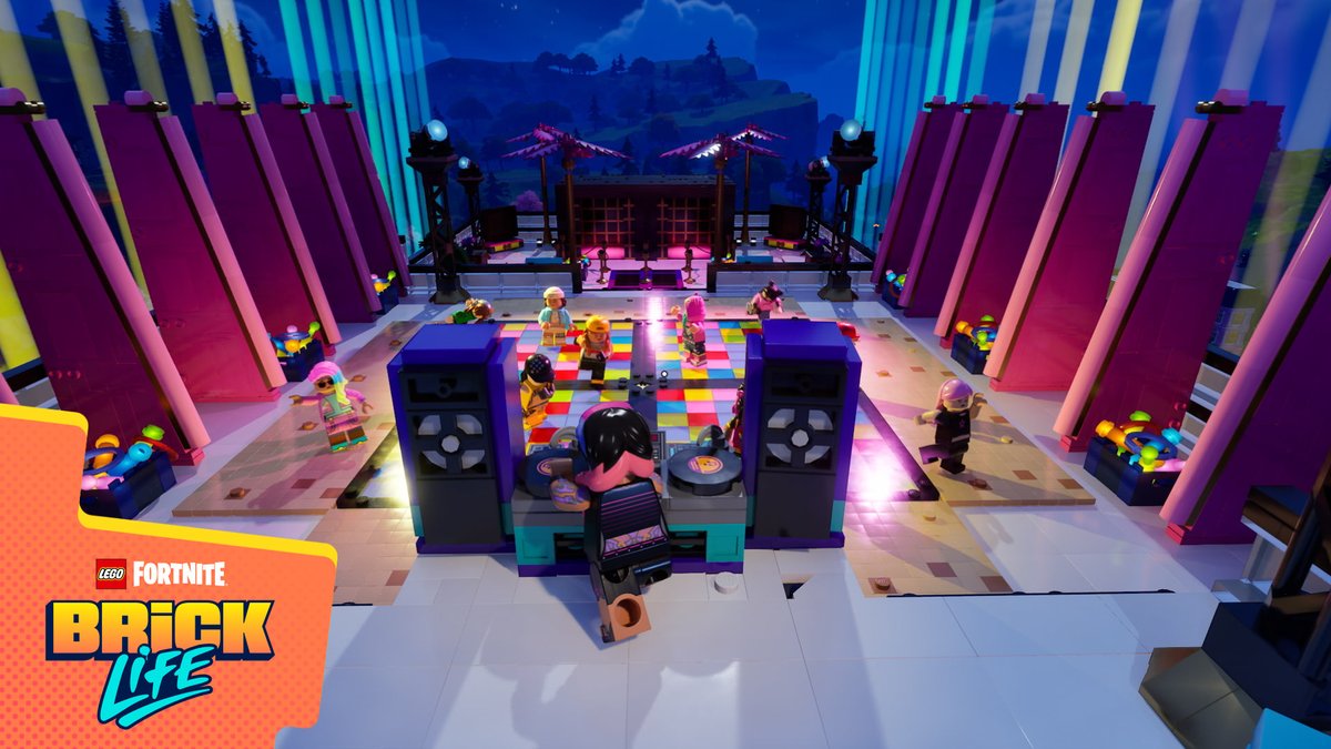 LEGOFortnite's tweet photo. Get ready to show off your sweet mixing skills, DJ Yonder's Rooftop Club opens tomorrow in Brick Life! https://t.co/SWkO5OV0P4