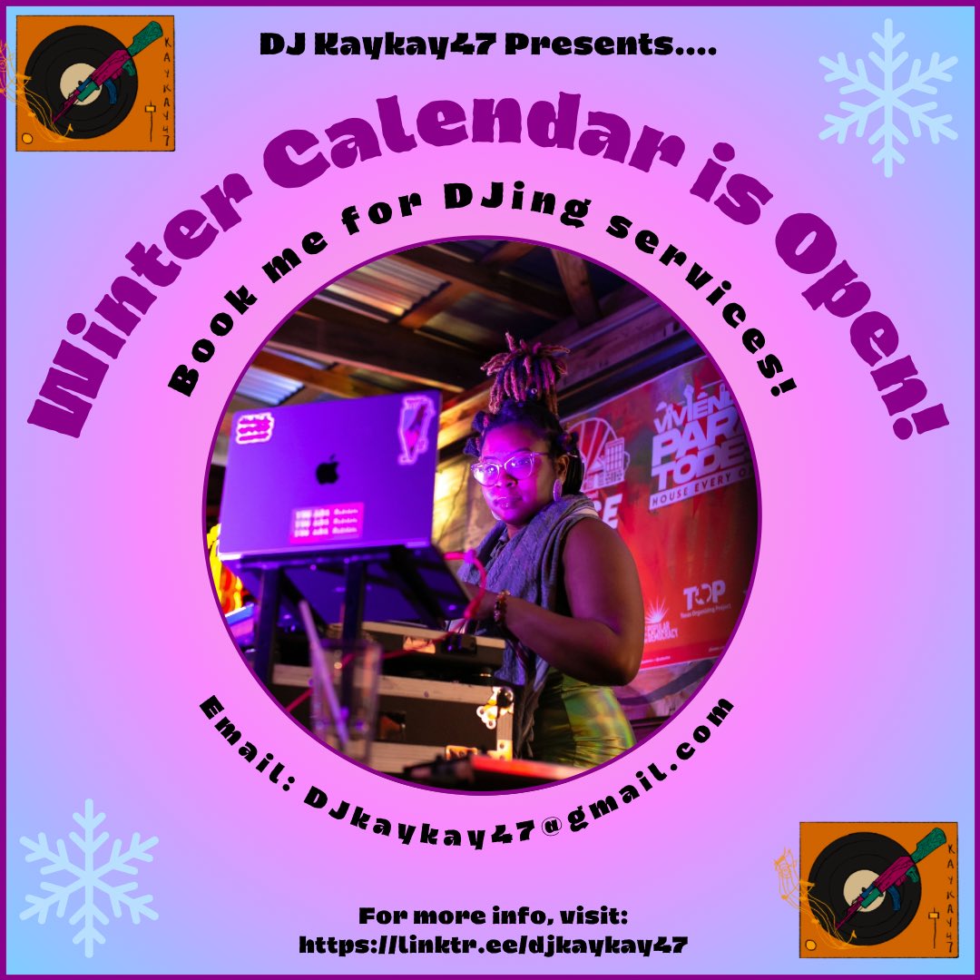 DJKaykay47's tweet image. Feeling those winter blues? Let me warm you up with the perfect songs! 🔥❄️ Book my DJ services and let’s turn up the heat at your next event. Email me to reserve your date! 

#WinterVibes #DJServices #BeatTheBlues  #musicislife #dj #createyourlife #EventEntertainment #DJBookings