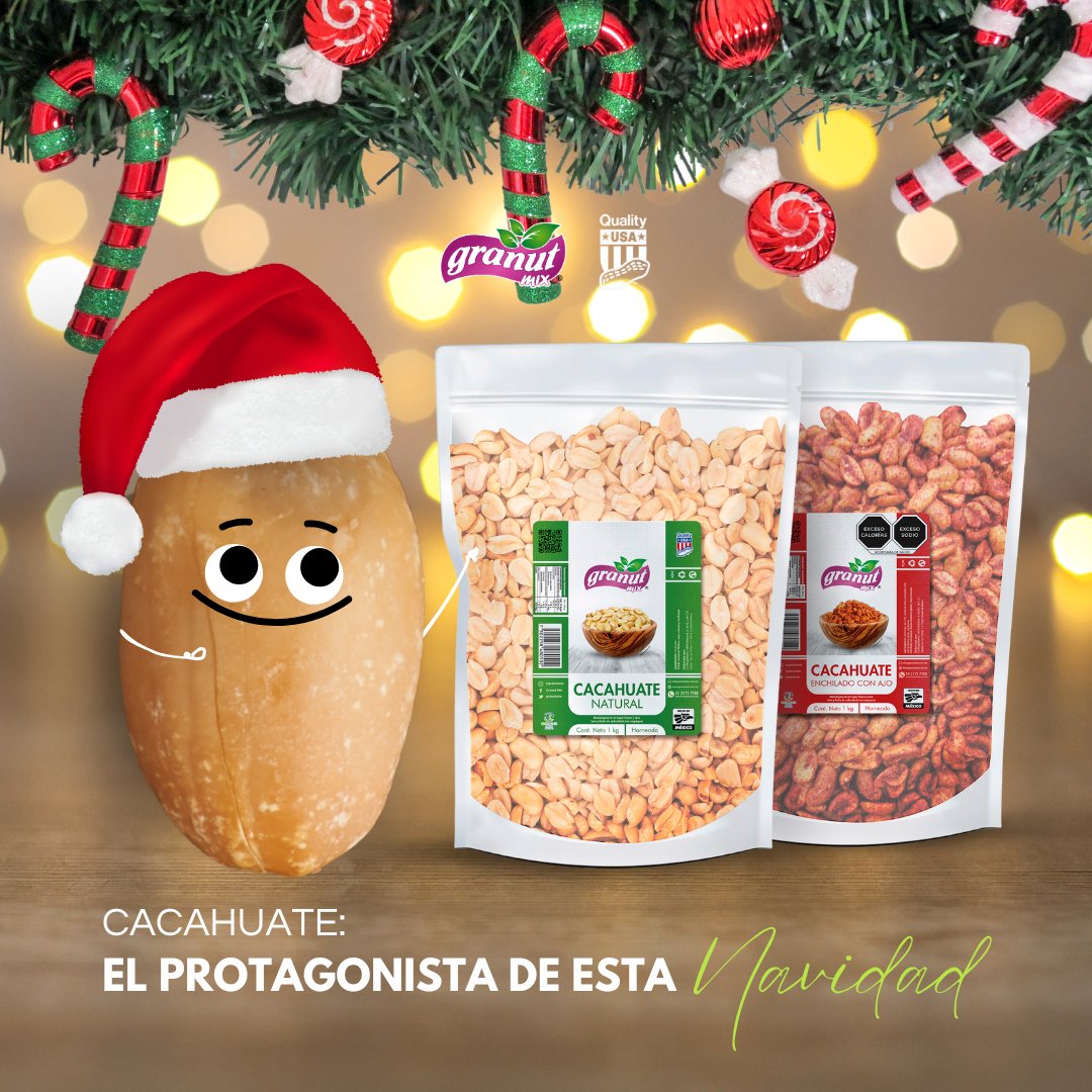 granutmix's tweet photo. ¡El cacahuate, el protagonista de esta Navidad! 🎄🥜
#GranutMix #NavidadSaludable #CacahuateNavideño https://t.co/Qeacx8unoJ