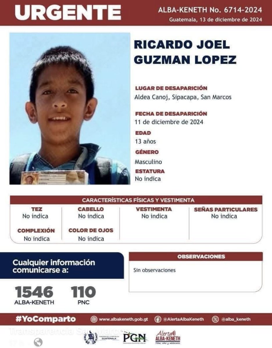 HaniaSieraDavid's tweet photo. Siete niños desaparecidos en San Marcos, varios más en otros departamentos en una sola semana . La situación es alarmante! https://t.co/PD6QXb4Ay2
