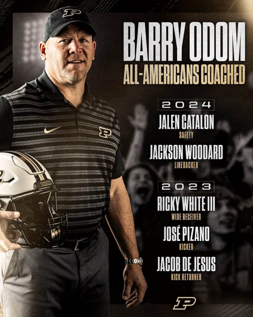 Purdue Football (@boilerfootball) on Twitter photo All-American Coach
First 55 seasons of UNLV Football - 9 All-Americans
Last 2 seasons under <a href="/Coach_Odom/">Barry Odom</a> - 5 All-Americans All-American Coach
First 55 seasons of UNLV Football - 9 All-Americans
Last 2 seasons under <a href="/Coach_Odom/">Barry Odom</a> - 5 All-Americans