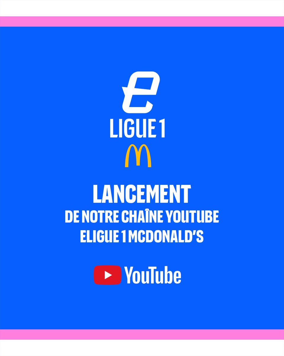 _eLigue1's tweet photo. 𝗟’𝗲𝗟𝗶𝗴𝘂𝗲 𝟭 𝗠𝗰𝗗𝗼𝗻𝗮𝗹𝗱’𝘀 débarque sur YouTube 📺

👉🏻 https://t.co/hIycysu8ts

🎮 Temps forts de la saison (emissions, face à face…)
🕹️ « eLigue 1 Retro » : les meilleurs moments de l’histoire du championnat 
🍿Contenus exclusifs 

Abonnez-vous pour ne rien rater 👍 https://t.co/K0LLyrETPO