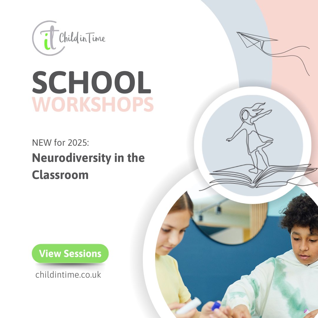 childintimeltd's tweet image. As part of our school counselling service, we also provide a range of well-being workshops.🧠🙂🧘‍♂️

📣 NEW for 2025: We’re introducing ‘Neurodiversity in the Classroom'

Get in touch to learn more.

👉 childintime.co.uk/school-worksho…

#wellbeingworkshops #schoolworkshops #teachers