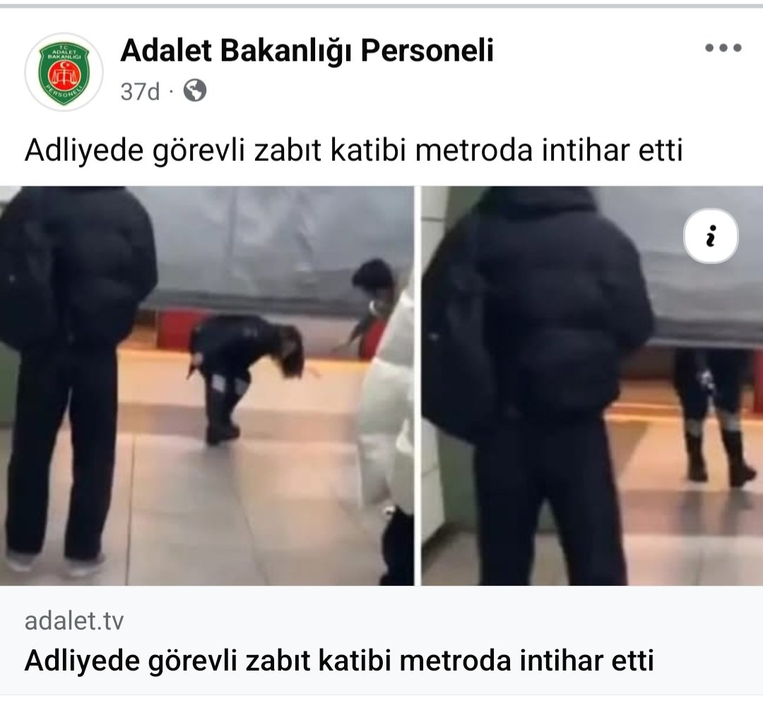 Malesef Bir Meslektaşımız Daha İntihar Etti:

İstanbul Anadolu Adliyesi’nde zabıt katibi olarak görev yapan meslektaşımız Y. D., gece saat 01:00 sıralarında Soğanlık Metro İstasyonuna atlayarak intihar etti. Kısa bir süre önce bir bebeği olan meslektaşımızın, borçlarından +++