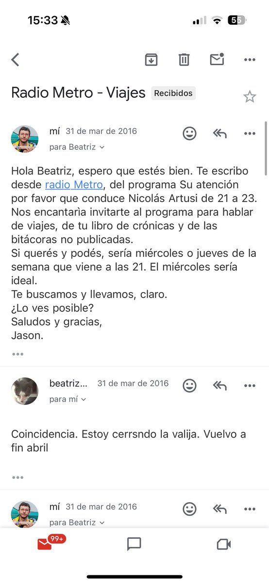 Fui a buscar mi intercambio epistolar con Beatriz Sarlo y lo encontré. Se los comparto. Atención a las fechas. 

Contexto: era un joven productor de <a href="/suatencion/">Su atención por favor</a>, programa que conducían <a href="/sommelierdecafe/">Nicolas Artusi</a> y <a href="/shumigauto/">shumi gauto</a> en radio Metro. 

1.