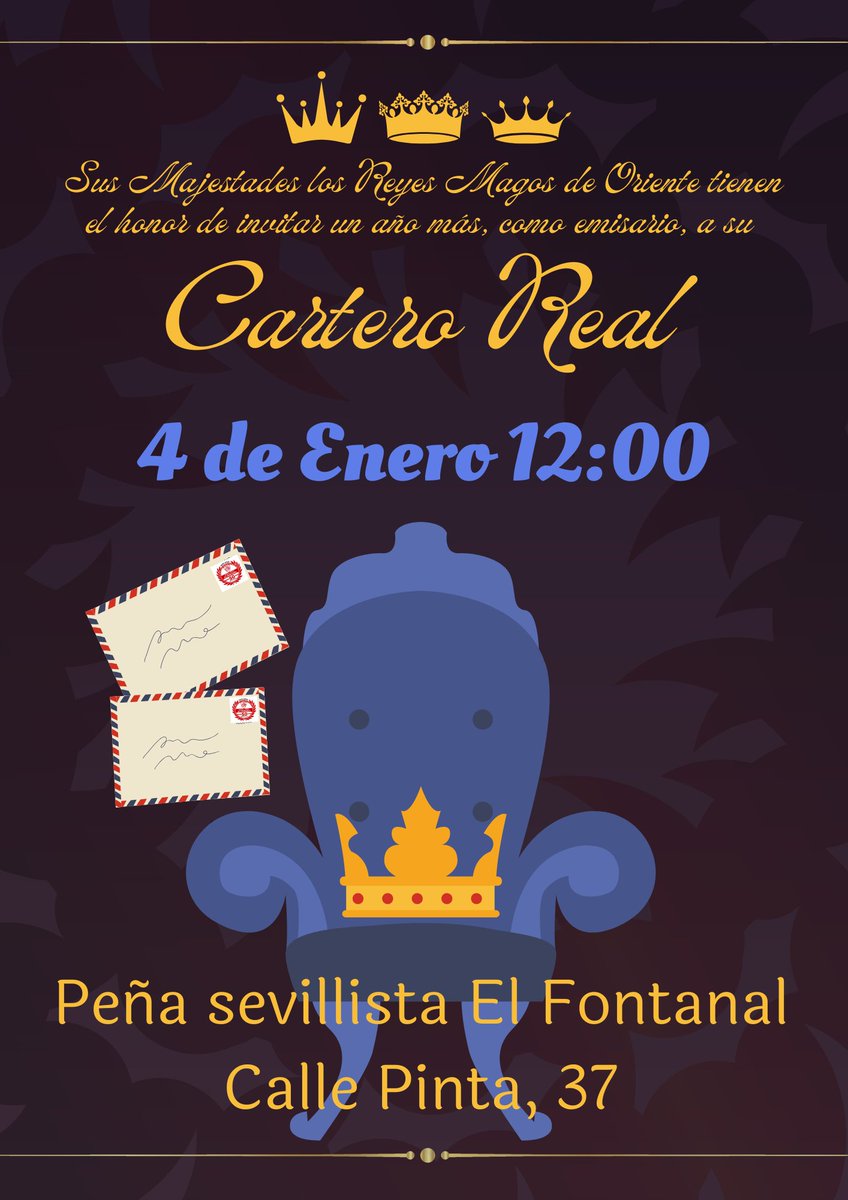 PS El Fontanal (@psfontanal) on Twitter photo 🐪🐪🐪 Próximo 4 de enero a las 12:00 estará esperándote nuestro Cartero Real en la <a href="/PsFontanal/">PS El Fontanal</a> para recibir a los más peques con sus cartas para SS.MM. los Reyes Magos🎁 <a href="/fpsevillistas/">F. Peñas Sevillistas</a> <a href="/SevillaFC/">Sevilla Fútbol Club</a> #carteroreal #reyesmagos #Navidad 🐪🐪🐪 Próximo 4 de enero a las 12:00 estará esperándote nuestro Cartero Real en la <a href="/PsFontanal/">PS El Fontanal</a> para recibir a los más peques con sus cartas para SS.MM. los Reyes Magos🎁 <a href="/fpsevillistas/">F. Peñas Sevillistas</a> <a href="/SevillaFC/">Sevilla Fútbol Club</a> #carteroreal #reyesmagos #Navidad