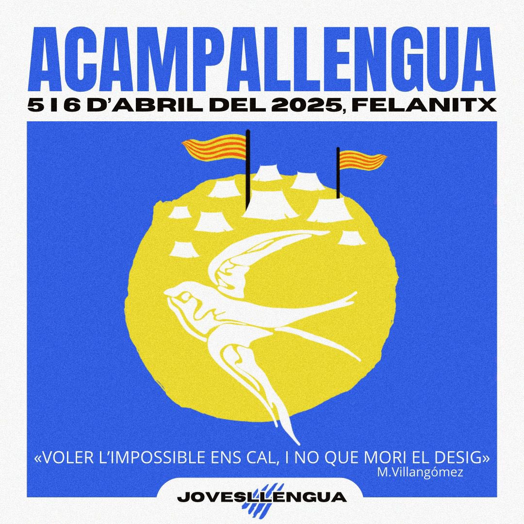 Dia 5 i 6 d'abril Felanitx acollirà l'Acampallengua 2025, un espai on viure la Mallorca que desitjam. 
Vos hi esperam a tots! 🌝