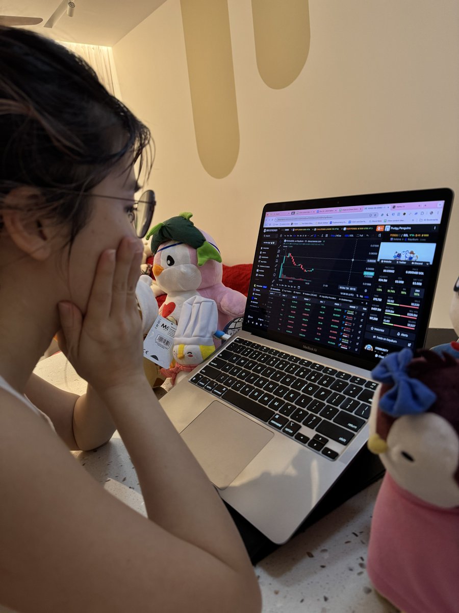 My wife said no sleep today. 

I have been trying to explain chart, candle stick, buy sell to her over the past 2 years. Little did I know it is actually $PENGU that makes her understand me and trading.