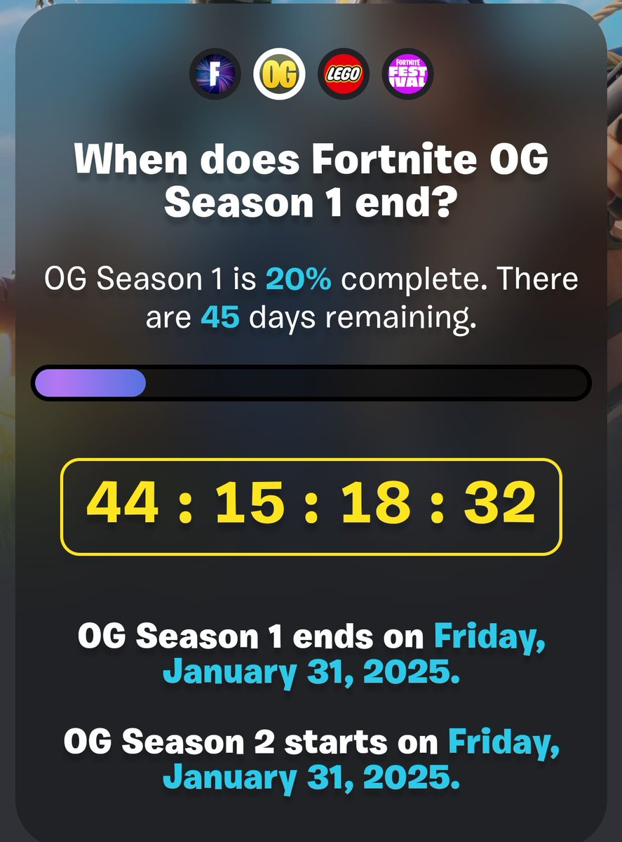 GRINDuFortnite's tweet photo. When does Fortnite Chapter 6 Season 1 end https://t.co/OVMkx8bjCU