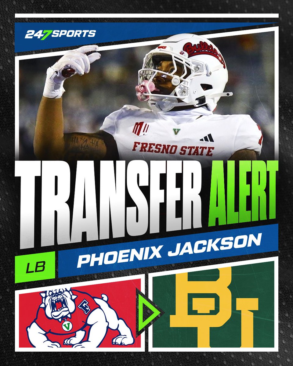 mzenitz's tweet photo. Former Fresno State linebacker Phoenix Jackson is set to transfer to Baylor, his agents @callmeagentdwil and @FCProspects_ tell @chris_hummer and me for @CBSSports/@247Sports.

Jackson had the third-highest @PFF coverage grade among all FBS linebackers this year. 

https://t.co/syBBg0VGKr