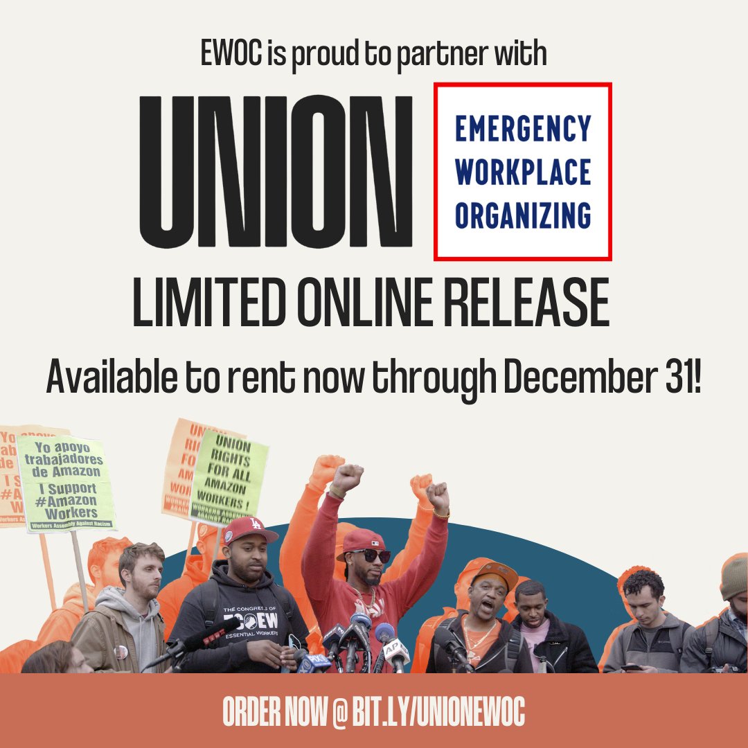 Now through the end of the year, you can stream UNION (<a href="/unionthefilm/">UNION</a>) and support EWOC at the same time! A percentage of profits directly support our work.
bit.ly/UNIONEWOC

UNION (<a href="/unionthefilm/">UNION</a>) follows the Amazon Labor Union's historic journey to victory (<a href="/amazonlabor/">Amazon Labor Union IBT</a>).