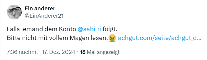 sabi_ri's tweet photo. wenn jetzt rechtsranzige Dulli-Accounts mit Unterstützungsdrang für #Trump und #PutinWarCriminal vor mir "warnen" ...
dann hab ich wohl was richtig gemacht, oder?
#DeplatformHate
#Wirsindmehr
#AfDVerbotjetzt https://t.co/rgXPtI5ODC