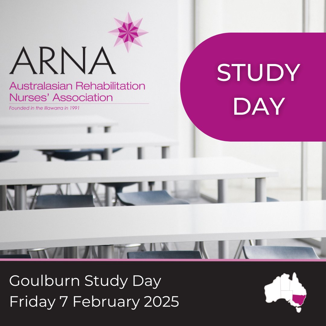 ARNA NSW/ACT - Goulburn Study Day
Friday 7th February 2025
Registrations Now Open!

Register now:
arna.com.au/Shared_Content…

#ARNA #nurses #ausnurses #rehabnurses #rehabnursing #studyday