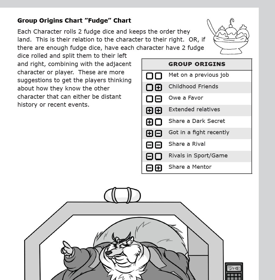 Another preview of GorgeWorld For Two, this time with art by GuyFuy and  a chart for 'group relations', to determine how player characters  know each other.

If you're interested in a fatfur TTRPG experience, make sure you get the GorgeWorld Source book.
drivethrurpg.com/en/product/484…