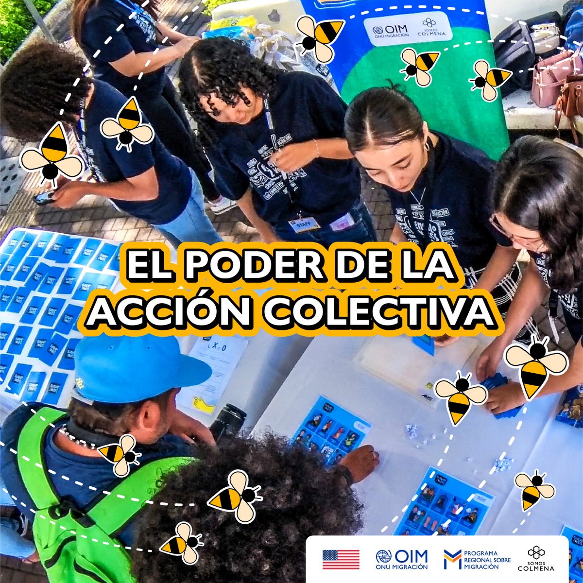 enlacolmena's tweet photo. ✌️🍯Igual que las abejas, cuando trabajamos en conjunto, ¡logramos grandes cosas! 🐝✨ Hoy celebramos la fuerza de la solidaridad. @enlacolmena #SomosColmena​ #DíaInternacionalDeLaSolidaridad ​#ElPoderDeLaColmena #SolidaridadEnAcción #Piénsalo2Veces #OIM #whpinaction https://t.co/xoSmy5MyX4