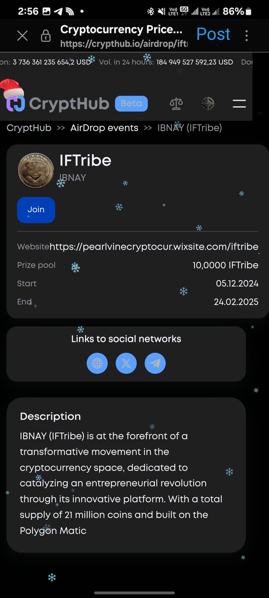 Ibnayfield's tweet photo. 🚀 IBNAY ($IFTribe) Airdrop is Live! 🚀  
💰 Prize Pool: 10,000 IBNAY  
📅 Starts: Dec 5, 2024 | 🏁 Ends: Feb 24, 2025  
🔗 Join now: (https://t.co/Cyz506xJVL)

A transformative movement in the crypto space! 🔥  
#IBNAY #IFTribe #Airdrop #Polygon #Crypto
 https://t.co/tgyL4x1uho https://t.co/d3zGSJ1mtP