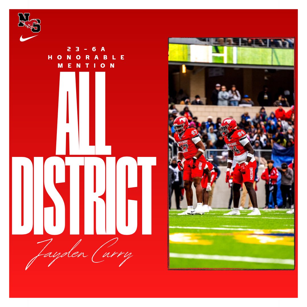NSNationFB's tweet photo. Congrats to Jayden Curry (DL) on earning All District Honorable Mention in District 23-6A
#EASTSIDE https://t.co/y6qKU7nM05