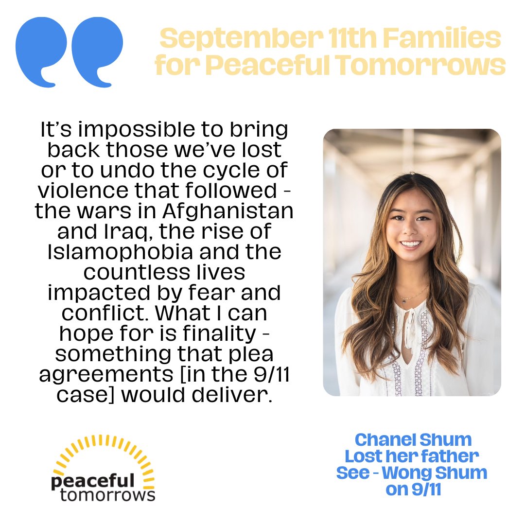 Peaceful Tomorrows member Chanel Shum wrote an opinion piece for The Washington Post. The next generation of our membership is committed to advocating for a more just world. Please consider a donation so we can continue to raise our voices!

peacefultomorrows.salsalabs.org/donatenow/inde…
