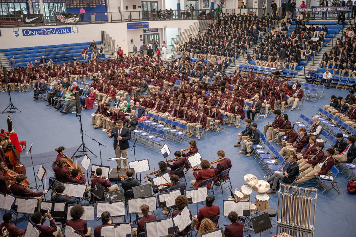 DeMathaCatholic's tweet photo. We honored St. John de Matha with a schoolwide Mass today on this, the 811th anniversary of his death. St. John and St. Felix of Valois founded the Order of the Most Holy Trinity and of the Captives - the Trinitarians - in 1198. DeMatha has been educating young men since 1946. https://t.co/qw6iVzzfkm