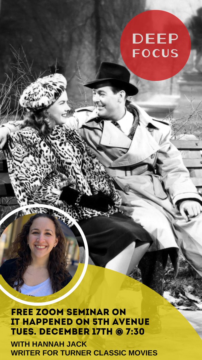 PrincetonGarden's tweet image. We’ve got an underrated  #holidayclassic for our  Deep Focus Online Seminar tonight at 7:30pm led by @tcm writer @HannahKJack. It’s the heartwarming #screwballcomedy, #ItHappenedOn5thAvenue! 

Register Here: deepfocusfilm.org/#discussions