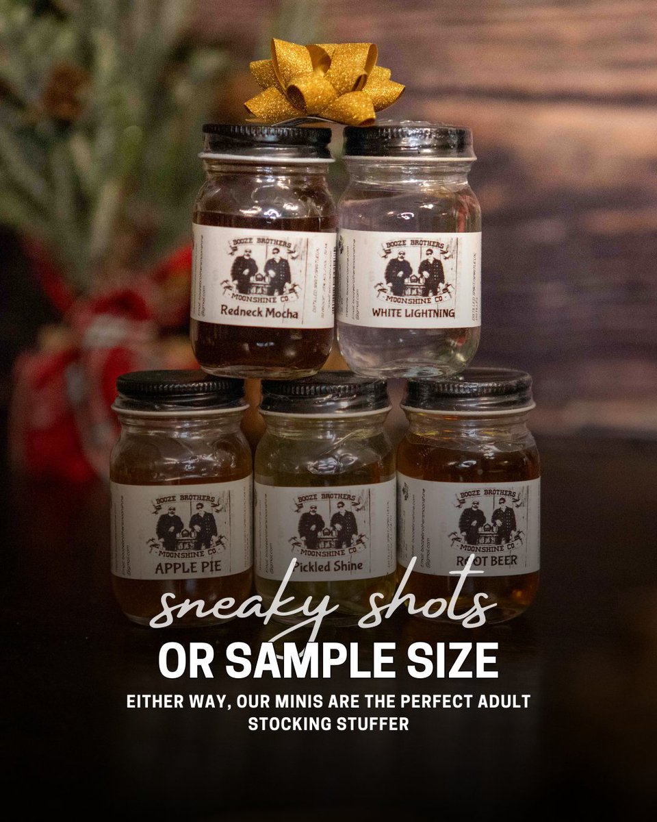 Tis’ the season to drink moonshine with the people who are the reason you drink too much in the first place🤣

If you’re looking for some idea’s for adult stocking stuffers, look no further than our 50ml mini moonshines.