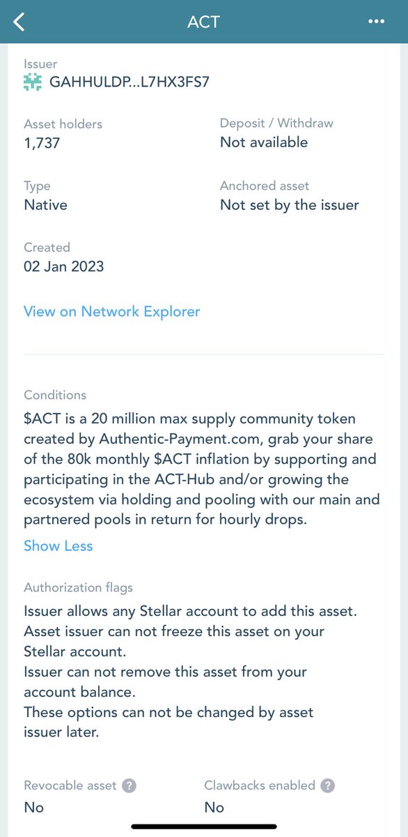 OfficialApay's tweet photo. Have a #Stellar wallet? Add a trustline with $ACT https://t.co/IFHLIWuASi