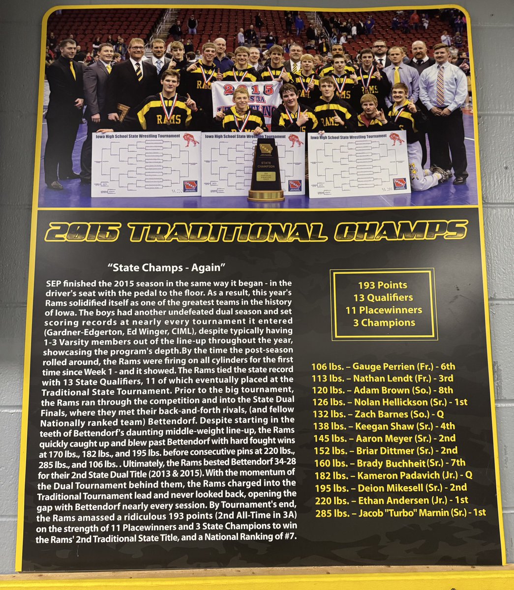 🐏🐏🤼‍♂️🤼‍♂️⭐️⭐️Save the Date⭐️⭐️
Tuesday, January 16th: SEP 2015 State Championship / Alumni Night vs. Urbandale 📍Southeast Polk City  6:30PM Social at Fireside following.