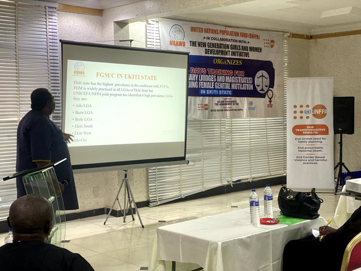 Today <a href="/UNFPANigeria/">UNFPA Nigeria</a> in collaboration with <a href="/NIGAWD/">The New Generation Girls &Women Development Ini.</a> began a 3-day roundtable for Ekiti State's judiciary focusing on FGM. Attendees included the Hon. Commissioner of Women Affairs and Social Development, Rep. from the Commissioner of Justice/Attorney General, and Acting Chief Judge