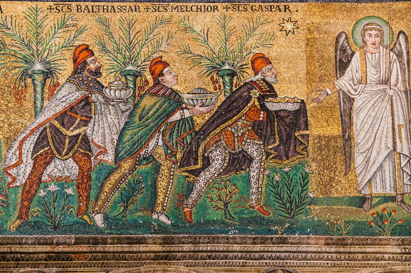 The Gospel of St Matthew states, that the infant Jesus was visited by "magi from the east." These men were almost certainly from Persia, whose territories filled all the eastern lands as far as India. As "wise men" and star-gazers, it is likely they were Zoroastrian priests.
Here