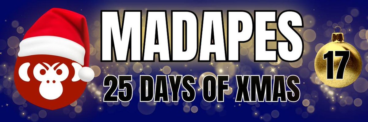 🎁 25 DAYS OF XMAS 🎁 

MadApes $25, 000 🎄 Day 17

$1000 split to 4 lucky winners. What token is your favorite Christmas bag?

Like, comment, retweet and follow on Twitter