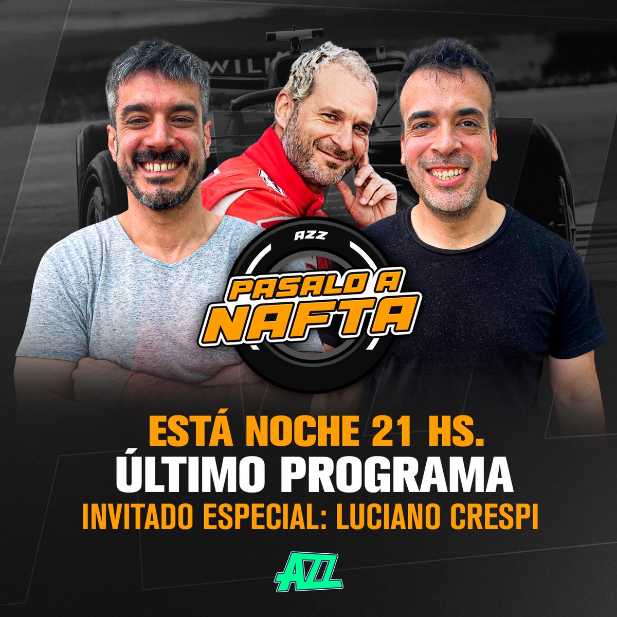 AZZ (@azzenstream) on Twitter photo ¿Te copaste mirando la serie de Ayrton Senna 🇧🇷?
Esta noche, en el último programa de #PasaloANafta, nos visita Luciano Crespi, impulsor y constructor de los autos de la biopic del histórico piloto brasileño.
Te esperamos, desde las 21 hs, con <a href="/federicofrick/">Federico Frick</a> y <a href="/MartinPonte85/">Martin Ponte</a>. ¿Te copaste mirando la serie de Ayrton Senna 🇧🇷?
Esta noche, en el último programa de #PasaloANafta, nos visita Luciano Crespi, impulsor y constructor de los autos de la biopic del histórico piloto brasileño.
Te esperamos, desde las 21 hs, con <a href="/federicofrick/">Federico Frick</a> y <a href="/MartinPonte85/">Martin Ponte</a>.