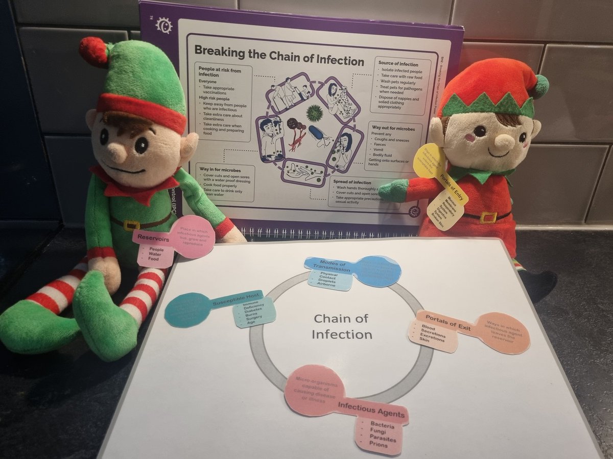 Lancashire County Council IPC (@lccipc) on Twitter photo Day 17 <a href="/LCCIPC/">Lancashire County Council IPC</a> Elves have learnt about 🔗breaking the chain of infection to prevent onward transmission of germs 🦠
#ipcelf #elfonshelf
#handhygiene #ppe #environmentalcleaning
<a href="/dr_sakthi/">Dr. Sakthi Karunanithi 🌎🧘🏽♂️❤️☮️</a> <a href="/TanyaIPC/">Tanya Shaw</a> <a href="/CatieIPCNurse/">Catie Morris</a> <a href="/eBug_UK/">e-Bug</a> <a href="/BwDPH/">BwD Public Health</a> <a href="/IPTeamBTH/">Infection Prevention at BlackpoolTeachingHospitals</a> Day 17 <a href="/LCCIPC/">Lancashire County Council IPC</a> Elves have learnt about 🔗breaking the chain of infection to prevent onward transmission of germs 🦠
#ipcelf #elfonshelf
#handhygiene #ppe #environmentalcleaning
<a href="/dr_sakthi/">Dr. Sakthi Karunanithi 🌎🧘🏽♂️❤️☮️</a> <a href="/TanyaIPC/">Tanya Shaw</a> <a href="/CatieIPCNurse/">Catie Morris</a> <a href="/eBug_UK/">e-Bug</a> <a href="/BwDPH/">BwD Public Health</a> <a href="/IPTeamBTH/">Infection Prevention at BlackpoolTeachingHospitals</a>