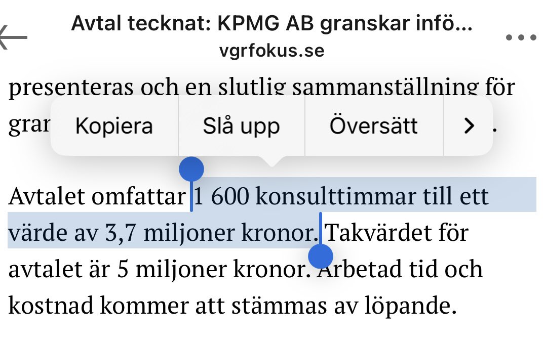 För att tjänstemän och politiker i <a href="/vgregion/">Västra Götalandsregionen</a> ska vinna tid och slippa förvärva en ryggrad och ta några beslut mitt i uppståndelsen, betalar man konsulter från KPMG 2312 kr/timmen. Jag har ingen aning om det är billigt eller dyrt?