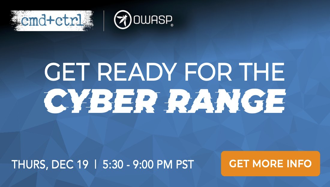 OWASPSB's tweet image. Join us online this Thu, Dec 19 for a Web Pentesting Workshop &amp;amp; CTF, brought to you by @OWASPSB and @cmdnctrl!

A great opportunity to learn 🤓, have fun 😆, and win a prize 🏆 -- $250 in Amazon gift cards for the top 3 participants!

➡️ meetup.com/santa-barbara-…

#CTF #OWASP