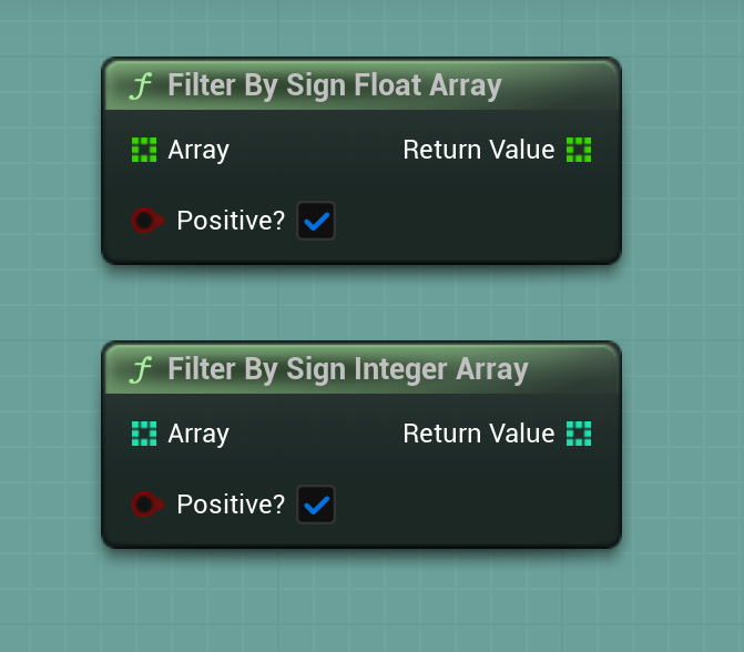 Saotekin's tweet image. While I was working on the turn-in-place feature, I created two functions to filter out only positive or negative numbers based on the specified input.

#BlueprintsForever #Macros #UnrealEngine #Unreal #Functions #UE5 #Array #Gamedev #Devlog