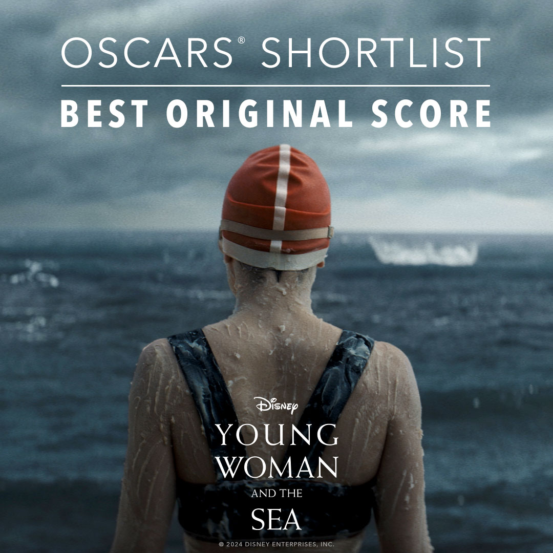 DisneyStudios's tweet photo. Congratulations to the cast and crew of #YoungWomanAndTheSea on their Oscar® shortlist for Best Original Score. https://t.co/iLsrgIa8kn