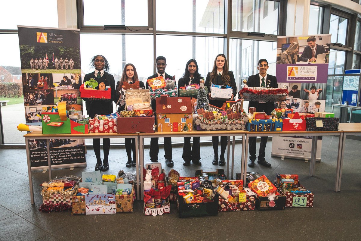 🎄 Spreading Christmas Cheer at All Saints’ Academy! 🎄

Students from Year 7 to Year 13 have been working together to create beautifully decorated Christmas hampers, filled with food, toiletries, books, and other thoughtful gifts, for residents at the <a href="/CheltenhamYMCA/">YMCA Cheltenham</a>