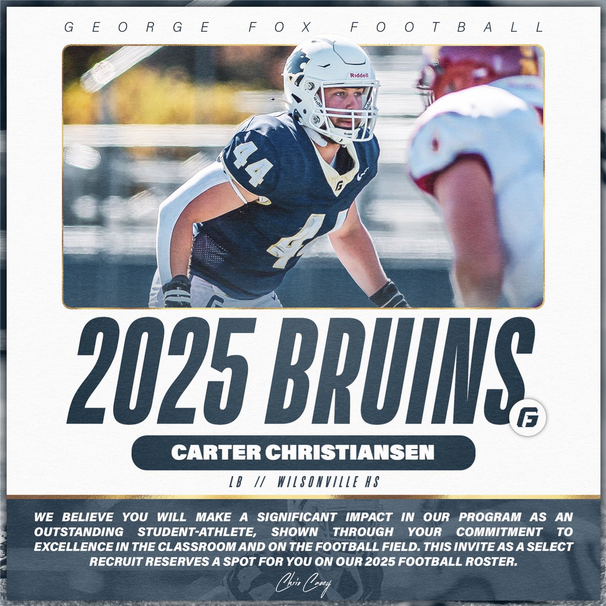 Carter Christiansen (@c_christiansen7) on Twitter photo Thank you Chris Casey and <a href="/GFU_Football/">George Fox Football</a> for the offer to continue my academic and athletic career at George Fox! Thank you Chris Casey and <a href="/GFU_Football/">George Fox Football</a> for the offer to continue my academic and athletic career at George Fox!