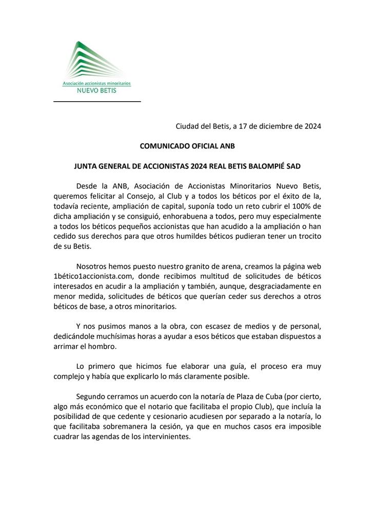 Asociación De Accionistas Minoritarios NUEVO BETIS tweet media