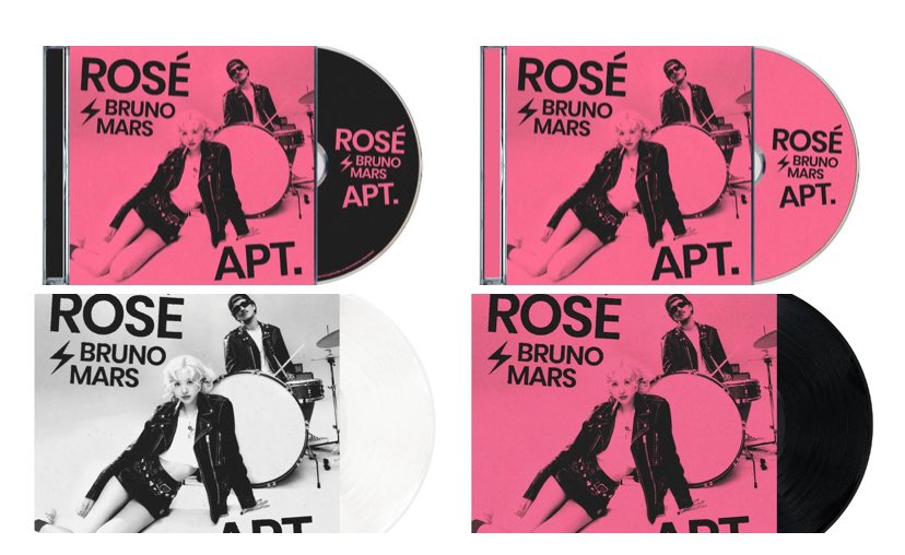 rosedailyupdate's tweet photo. #ROSÉ &amp; Bruno Mars “APT.” Physical Singles Out Now
•CD Single
•CD Single (Pink Edition) 🆕
•7” Vinyl (White) 🆕
•7” Vinyl (Black) 🆕

Grab yours today: https://t.co/R8s3y994qU

#rosiebyROSÉ @numberoneHQ https://t.co/O5okQP2Cg2