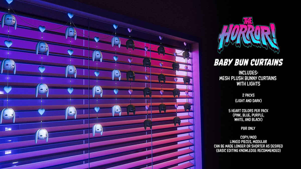 KawaiiFeedSL's tweet image. The Horror!~ Baby Bun Curtains @ Kustom9〡Taxi: maps.secondlife.com/secondlife/kus…
#secondlife #metaverse #thehorror #kustom9 #slevent #slcontent #kawaiifeed